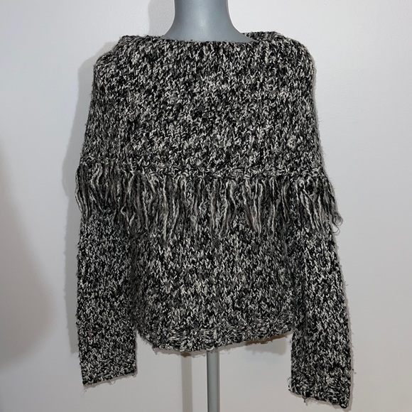 Mac & Jac Knitted Fringe Salt & Pepper Sweater - Picture 1 of 12